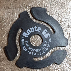 Black "ROUTE 66" 45rpm Record Insert Adapter