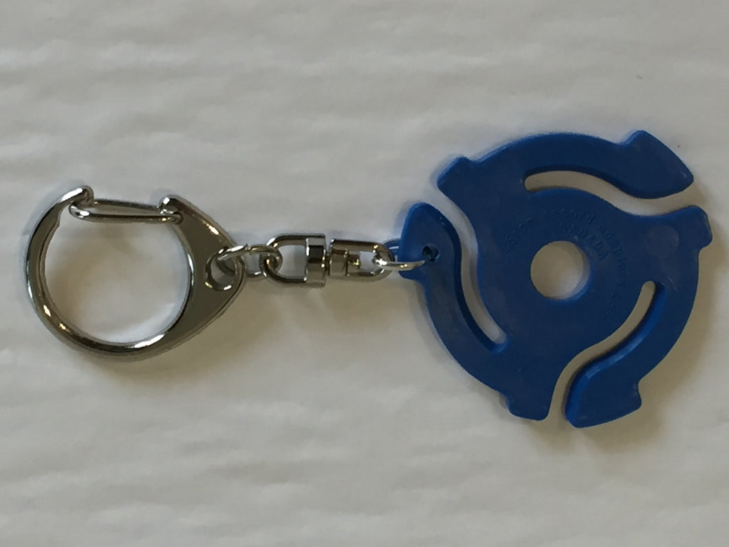 Blue 45rpm Record Adapter Key Chain-Lobster Claw Style