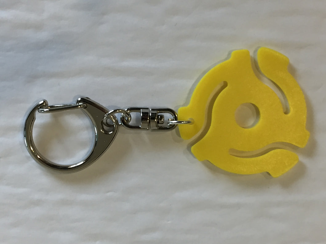 Yellow 45rpm Record Adapter Key Chain-Lobster Claw Style